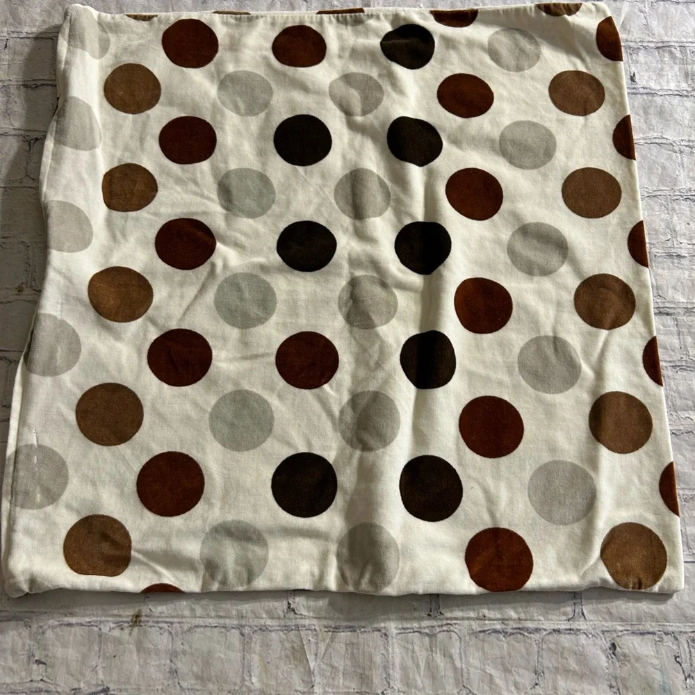 IKEA ACCENTS (2) 26”x26” BROWN AND BEIGE POLKA DOTS PILLOW COVERS NEUTRAL TONE